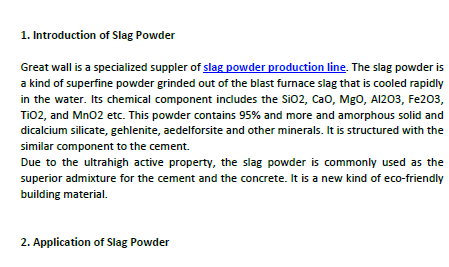 Slag Powder Production Line